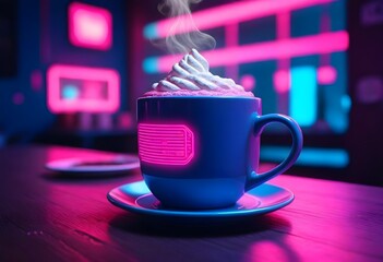 A Steaming Mug Of Hot Cocoa On A Cozy Cafe Table