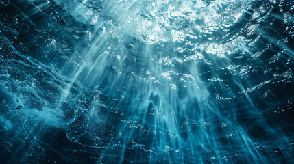 Dark blue ocean surface seen from underwater. Abstract