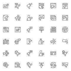 Advertisement line icons set