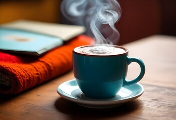 A Steaming Mug Of Hot Cocoa On A Cozy Cafe Table