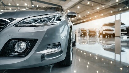 Fototapeta premium Dealership Dazzle: Shiny New SUV Headlight in Showroom