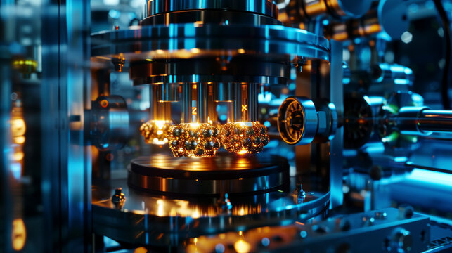 Futuristic Quantum Computing. Advanced Technology in Action in Sleek High-Tech Environment
