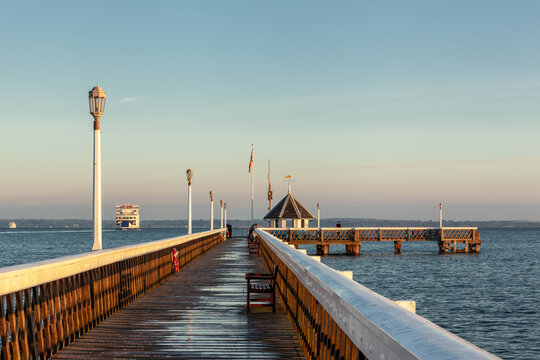 Yarmouth Pier (IoW) with the Lymington to Yarmouth ferry in the background