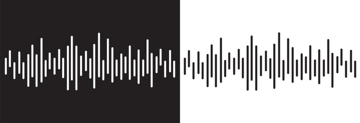 sound icon set. digital recorder voice audio wave vector symbol. soundwave frequency icon in black and white color. Sound waves, Equalizer, Audio waves, Radio signal, Music.