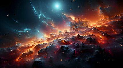 Fantasy space background with planets and stars. 3D illustration.