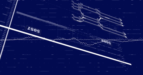 Image of financial data processing on black background
