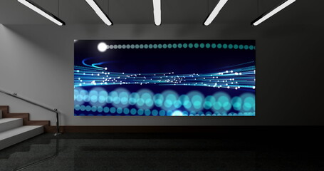 Image of screen with light trails and spots on wall