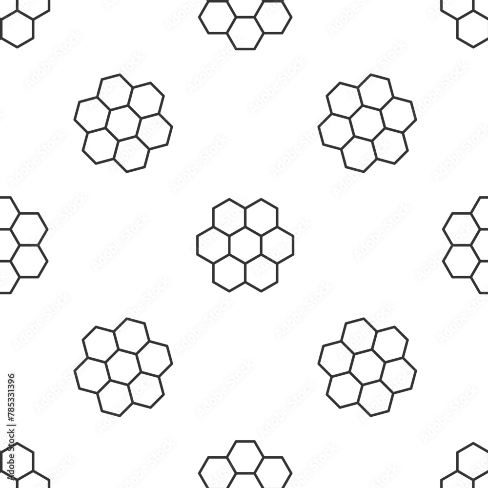 Wall mural Grey line Honeycomb icon isolated seamless pattern on white background. Honey cells symbol. Sweet natural food. Vector