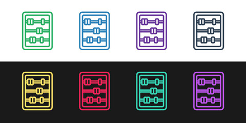 Set line Abacus icon isolated on black and white background. Traditional counting frame. Education sign. Mathematics school. Vector