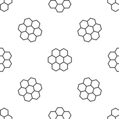 Obraz premium Grey line Honeycomb icon isolated seamless pattern on white background. Honey cells symbol. Sweet natural food. Vector