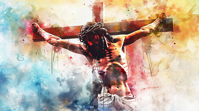 abstract image, Jesus dying on the Cross. 