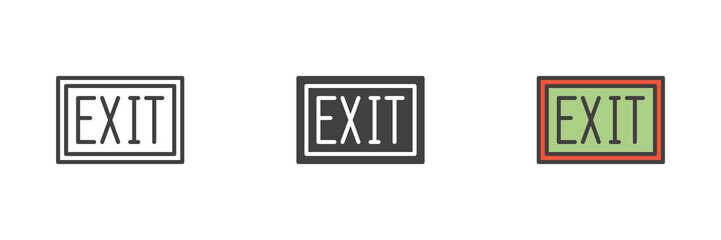 Exit sign different style icon set