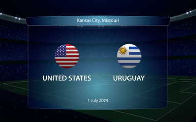 United States vs Uruguay. America soccer tournament 2024