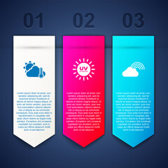 Set Thermometer and cloud, sun, UV protection and Rainbow with. Business infographic template. Vector - obrazy, fototapety, plakaty