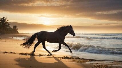 horse at sunset