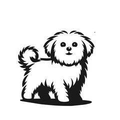 Cute dog illustration vector silhouette on white background
