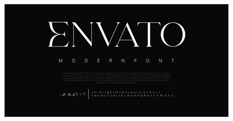 Envato Minimal modern urban fonts for logo, brand etc. Typography typeface uppercase lowercase and number. vector illustration