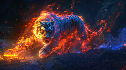 Digital magical creature lion tiger 