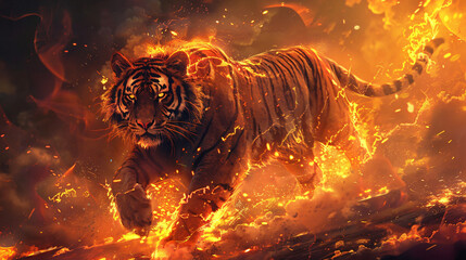 Digital magical creature lion tiger 
