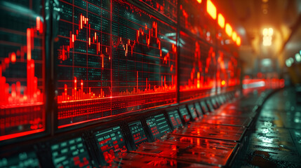 Stock Market Data on Monitor Wall