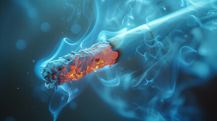 Close-Up of Burning Cigarette - obrazy, fototapety, plakaty