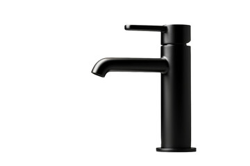 Elegant Monochrome Faucet Illuminated Against White Canvas. On a White or Clear Surface PNG Transparent Background.