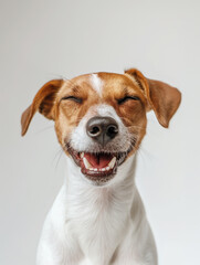 Close-up of a happy dog smiling