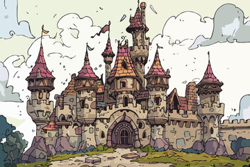 Castle, Vector illustration, background - obrazy, fototapety, plakaty