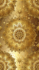 Golden Floral Mandala Pattern on Textured Background