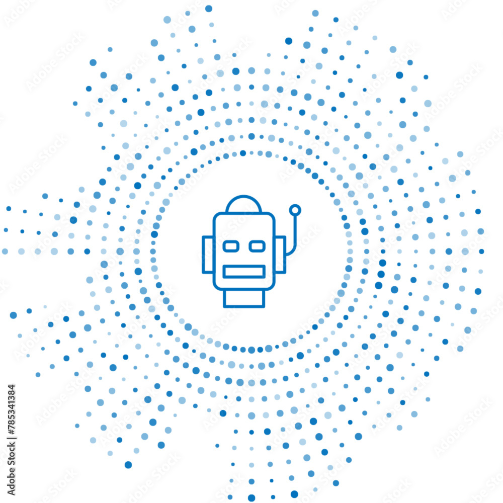 Poster blue line robot icon isolated on white background. artificial intelligence, machine learning, cloud 