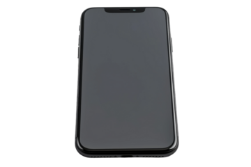 Monochrome Elegance: The Obsidian Rear of a Samsung Galaxy. On a White or Clear Surface PNG Transparent Background.