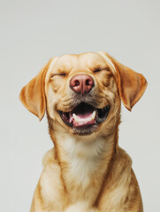 Close-up of a happy dog smiling