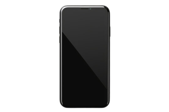 Elegant Contrasts: Black Iphone Against White Background. On a White or Clear Surface PNG Transparent Background.