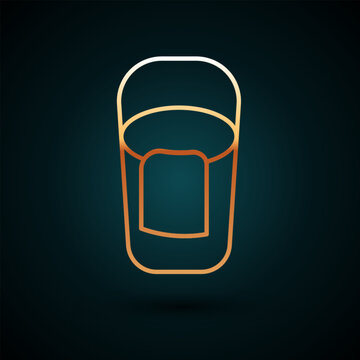 recommend clip art: Gold line Bucket with rag icon isolated on dark blue background. Cleaning service concept. Vector