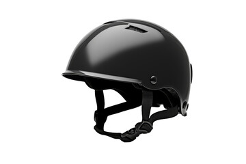 Shadowed Guardian: A Black Helmet on a White Canvas. On a White or Clear Surface PNG Transparent Background.