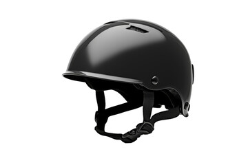 Fototapeta premium Shadowed Guardian: A Black Helmet on a White Canvas. On a White or Clear Surface PNG Transparent Background.