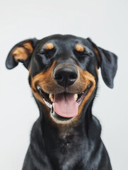 Close-up of a happy dog smiling