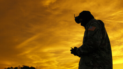 MIlitar drone pilot soldier silhouette