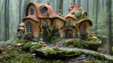 Fototapeta premium Fairy Tale Scenes: Create whimsical scenes reminiscent of fairy tales, with castles, enchanted forests, and magical creatures. 