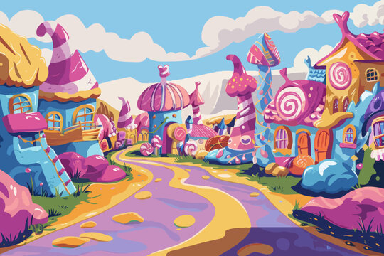 Candyland, Vector illustration, cartoon background