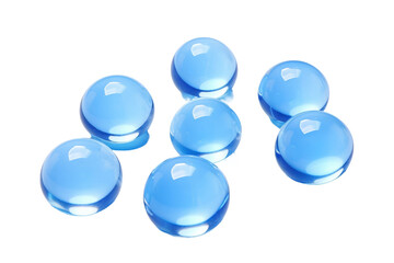 Mystic Blue Orbs Dance on White Canvas. On a White or Clear Surface PNG Transparent Background.