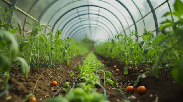 Growing salad harvest and producing vegetables cultivation. Concept of small eco green business organic farming gardening and healthy food
