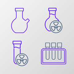 Set line Test tube, with toxic liquid, and icon. Vector