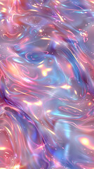 Seamless pattern pf pastel-colored holographic texture, with smooth flowing liquid 