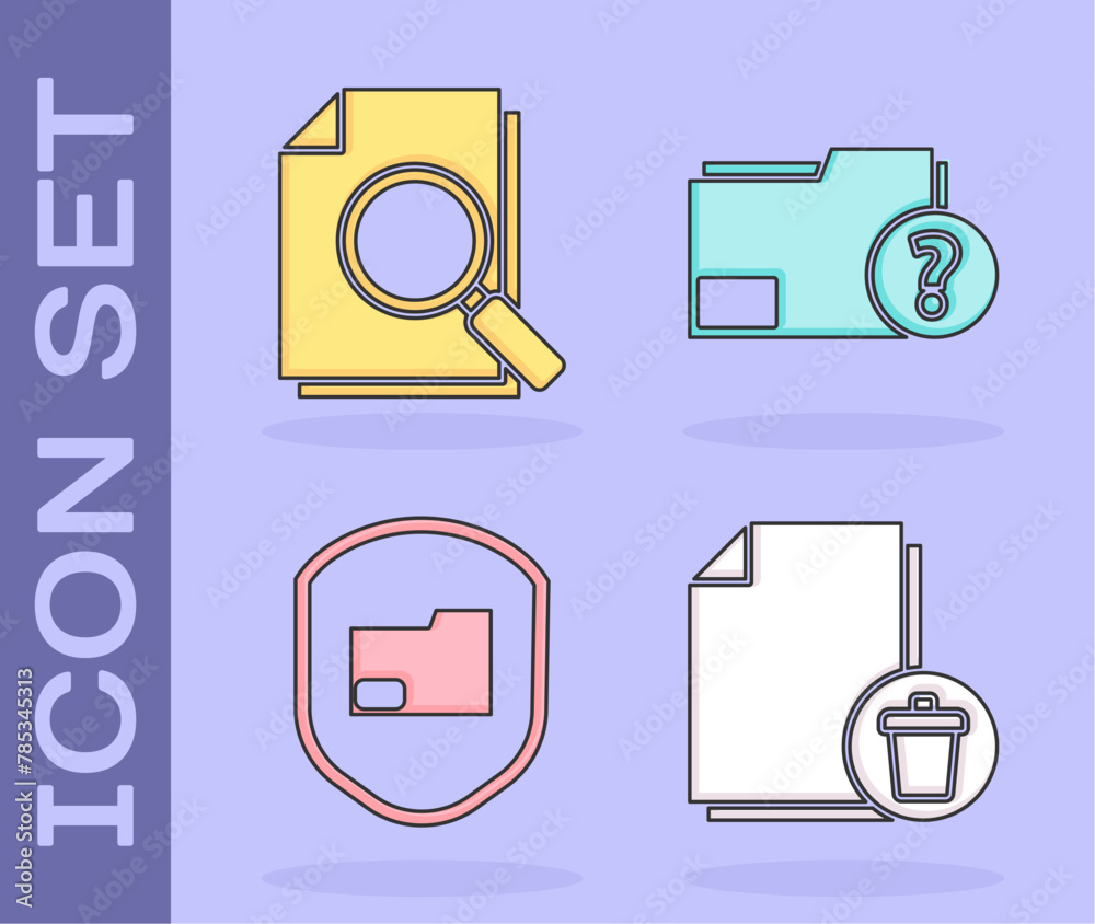 Poster set delete file document, document with search, document folder protection and unknown document fold