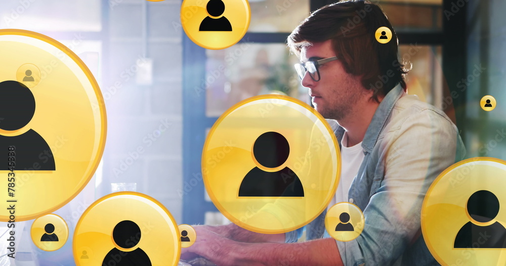 Poster image of multiple profile icons over caucasian programmer frustrated as unable to crack code