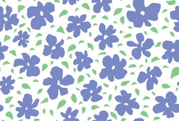 Abstract flower blossom seamless pattern on white background. 