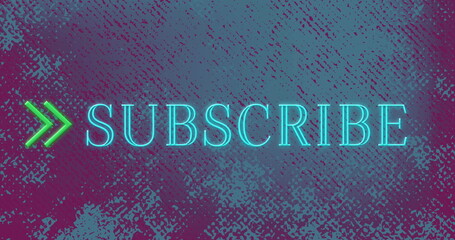 Digitally animated of subscribe text flickering bluecolor against fingerprint background 4k