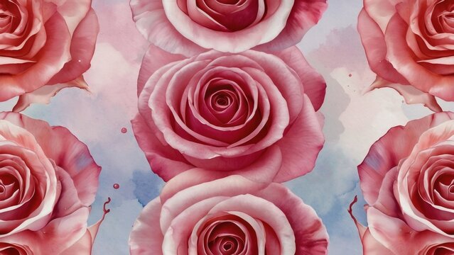 Pink rose abstract watercolor background. Abstract pink colors. Watercolor painting with rose waves pattern gradient.