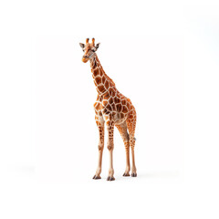 Giraffe Standing in White Background. Generative AI